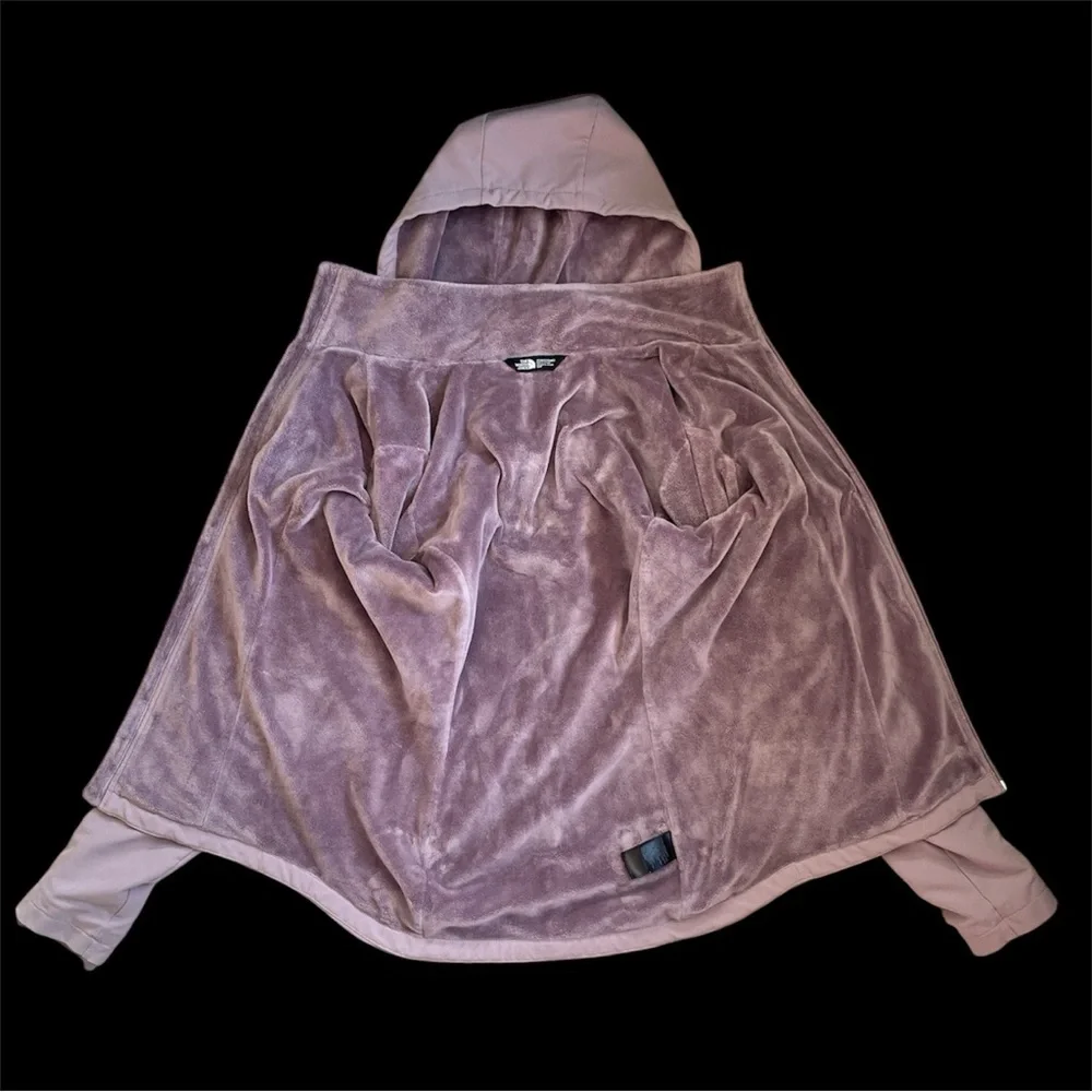 The North Face Womens Small Shelby Raschel Hoodie Jacket Metal Pink Fleece-Lined - Picture 4 of 6